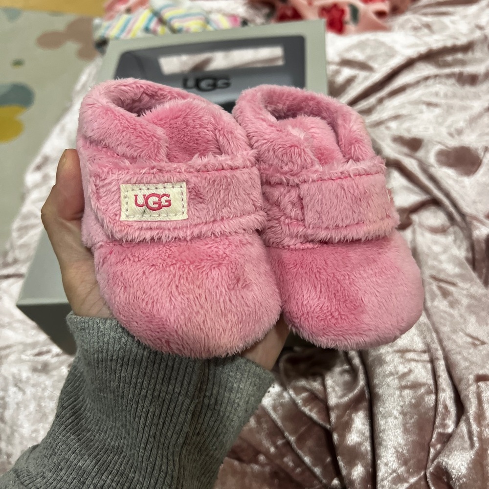 UGG Kids Pink Plush Slippers